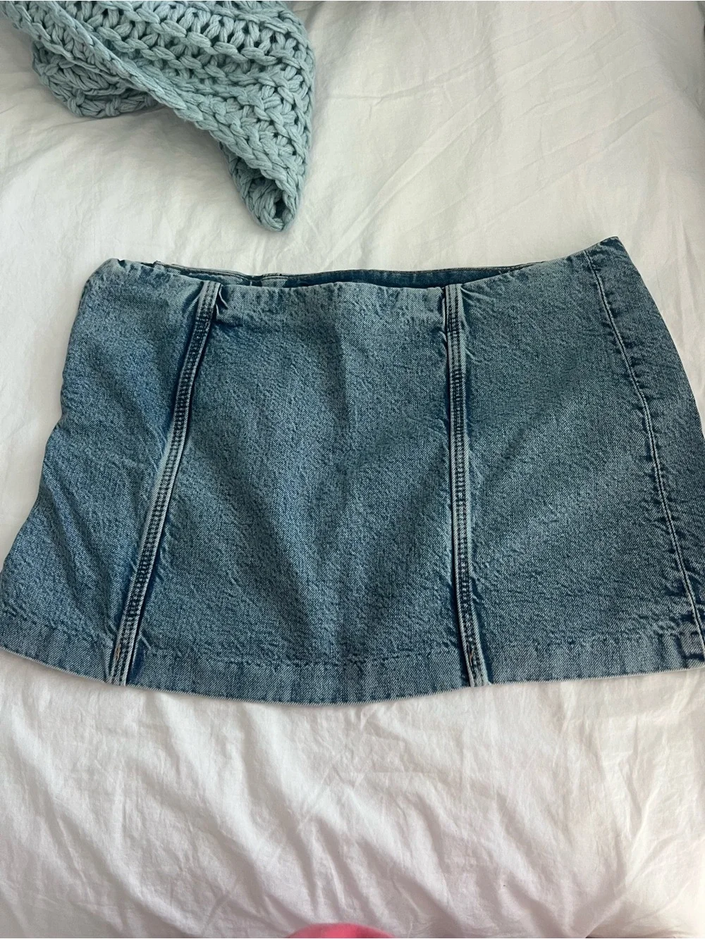 Classic Light Blue Denim Mini Skirt